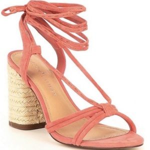 Gibson & Latimer Tasha Sandal Heels Suede Lace Up Size 10 NWOB